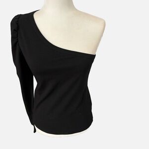 OFF THE SHOULDERS one sleeve black top